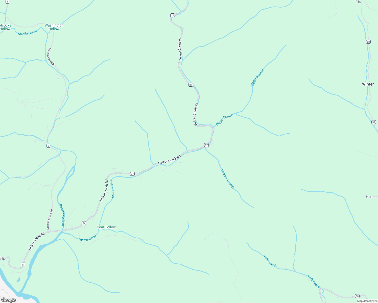 map of restaurants, bars, coffee shops, grocery stores, and more near 3178 Heizer Creek Road in Poca