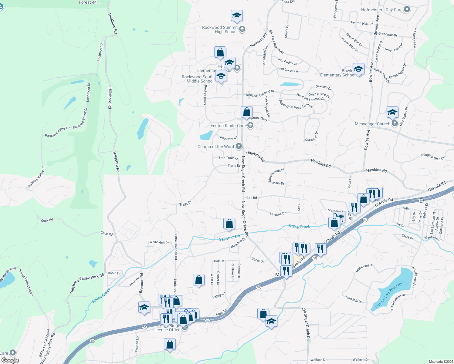 map of restaurants, bars, coffee shops, grocery stores, and more near 1231 Patrick Drive in Fenton