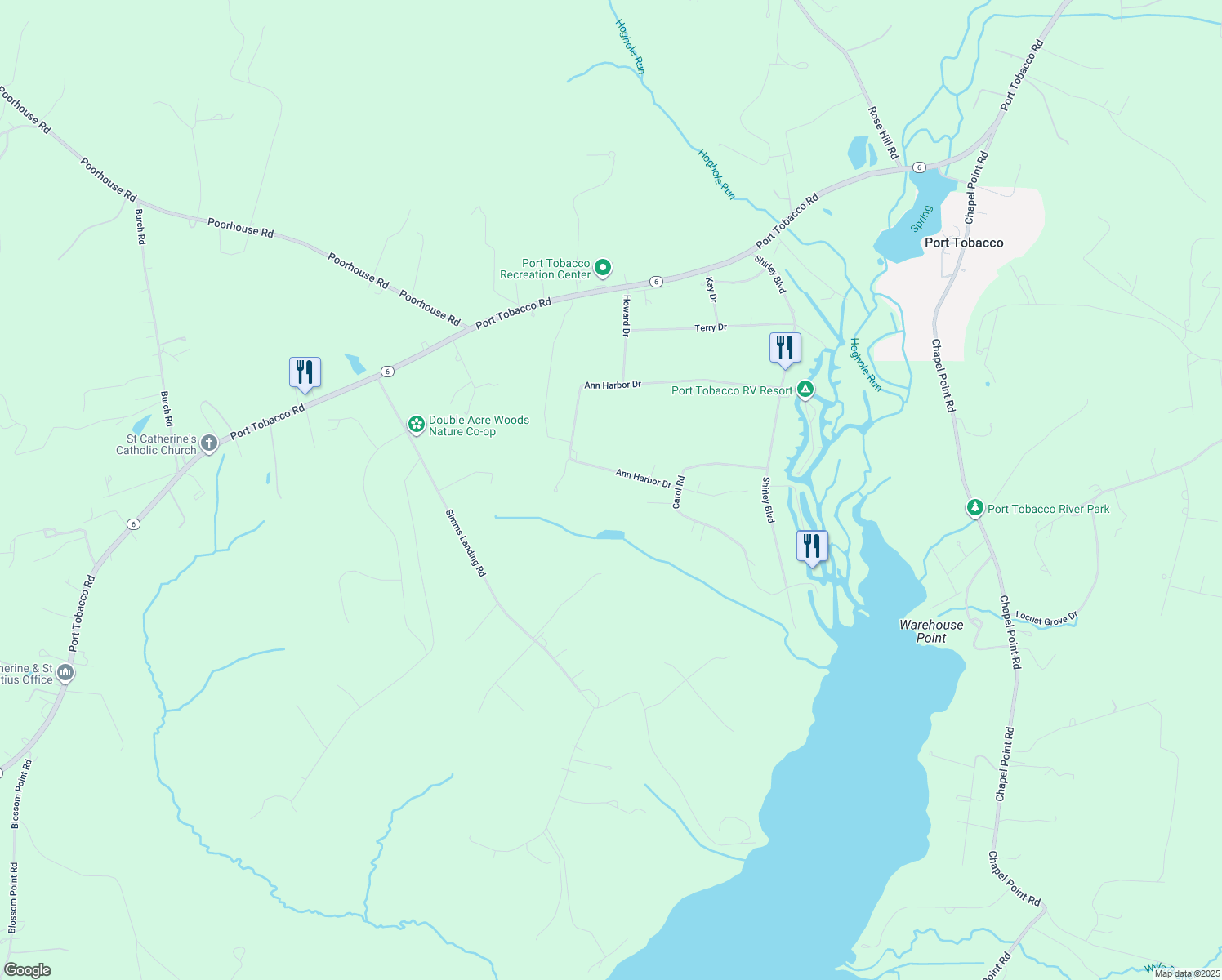 map of restaurants, bars, coffee shops, grocery stores, and more near 7698 Ann Harbor Drive in Port Tobacco