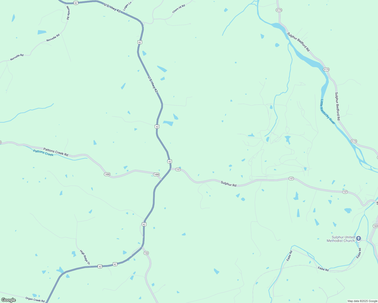 map of restaurants, bars, coffee shops, grocery stores, and more near 9816 Sulphur Road in Pendleton