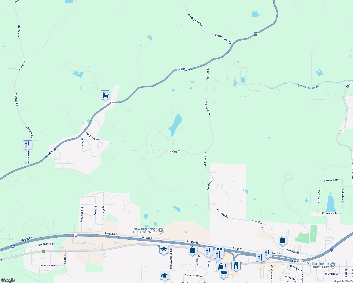 map of restaurants, bars, coffee shops, grocery stores, and more near 1970 Park Drive in Pacific