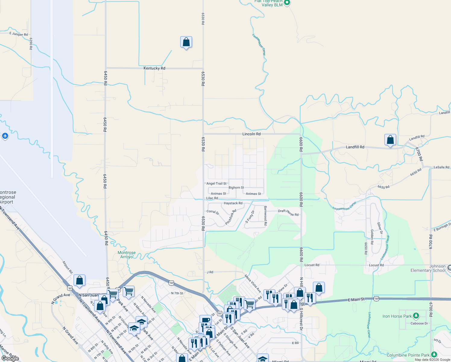 map of restaurants, bars, coffee shops, grocery stores, and more near 1332 Diamond Hill Street in Montrose