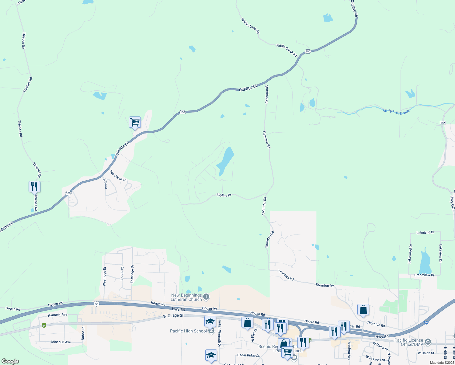 map of restaurants, bars, coffee shops, grocery stores, and more near 1970 Park Drive in Pacific