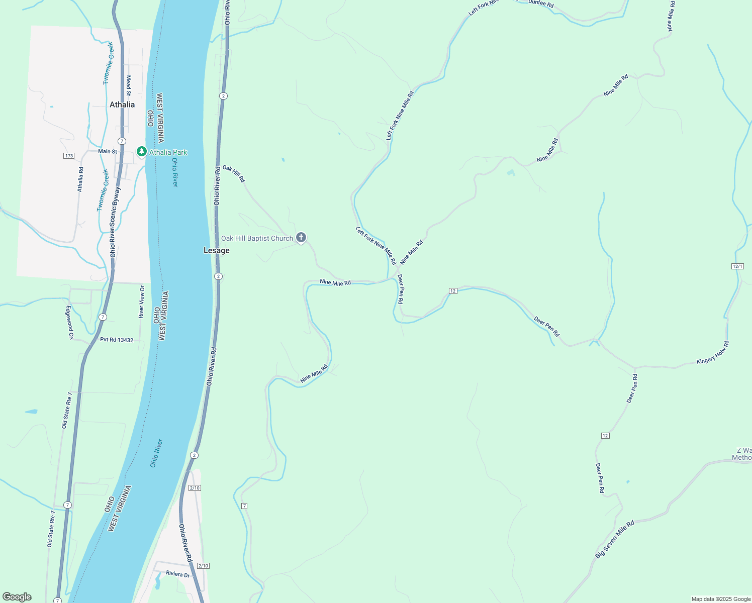 map of restaurants, bars, coffee shops, grocery stores, and more near 7560 Deer Pen Road in Lesage