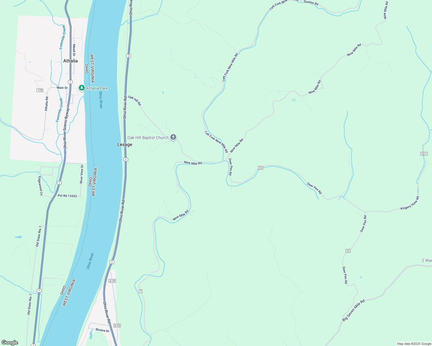 map of restaurants, bars, coffee shops, grocery stores, and more near 7560 Deer Pen Road in Lesage