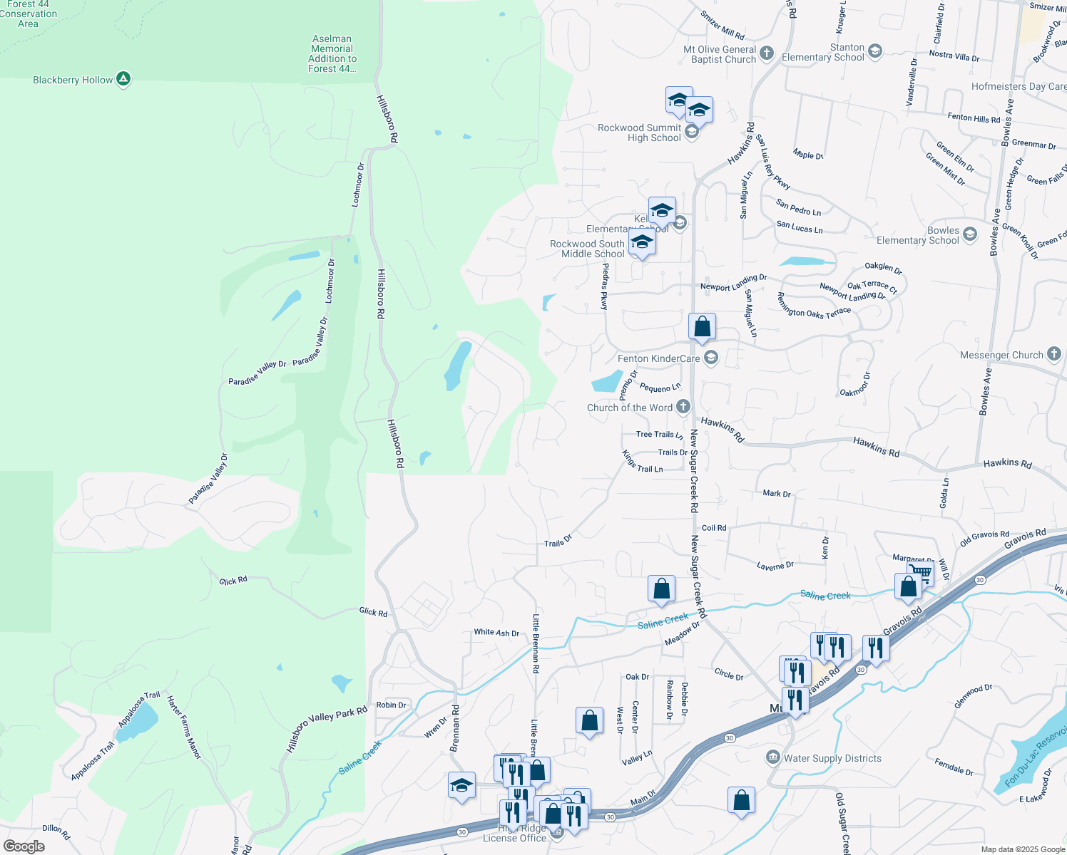 map of restaurants, bars, coffee shops, grocery stores, and more near 1221 Birch Meadow Ct in Fenton