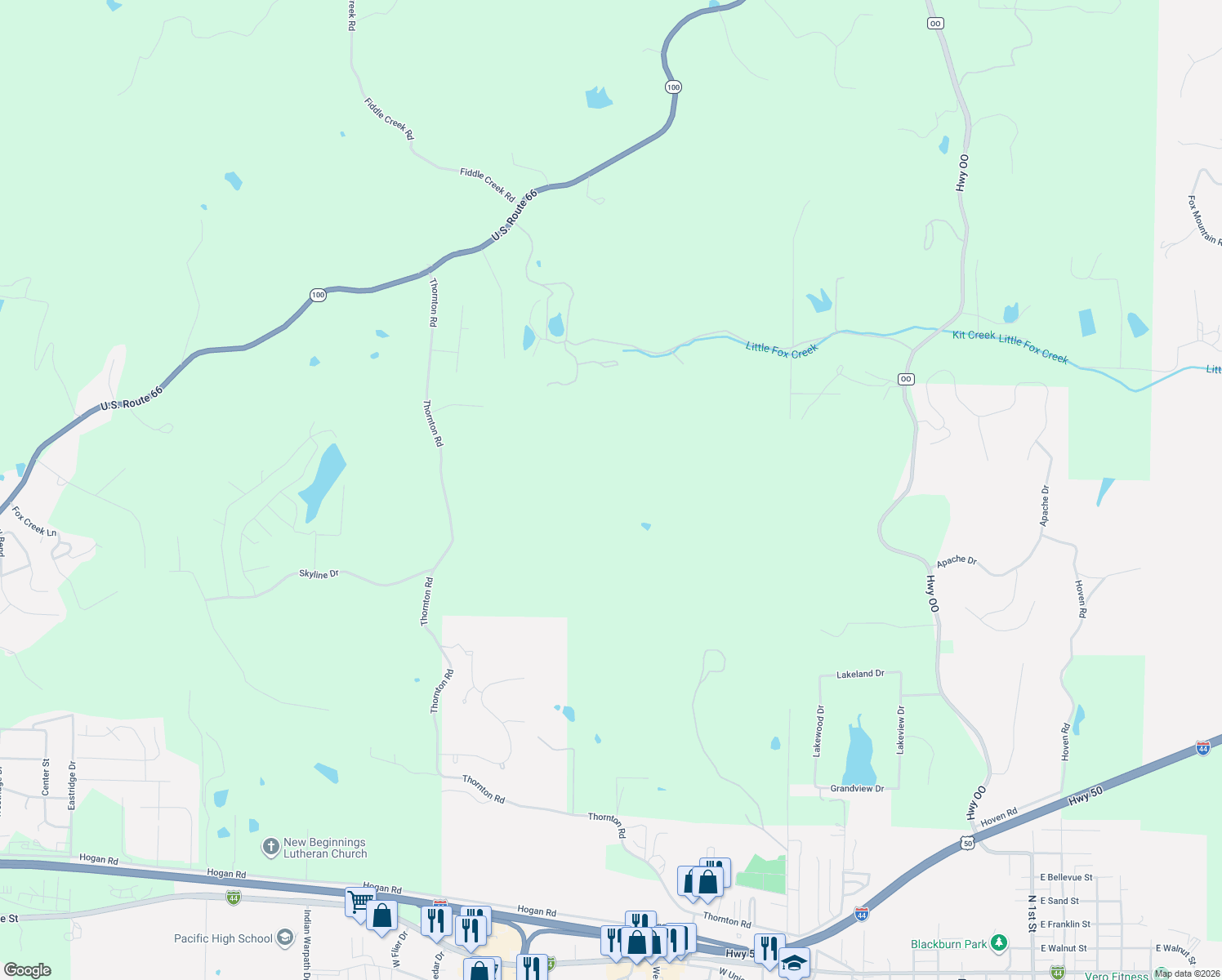 map of restaurants, bars, coffee shops, grocery stores, and more near 2563 Spring Valley Road in Pacific