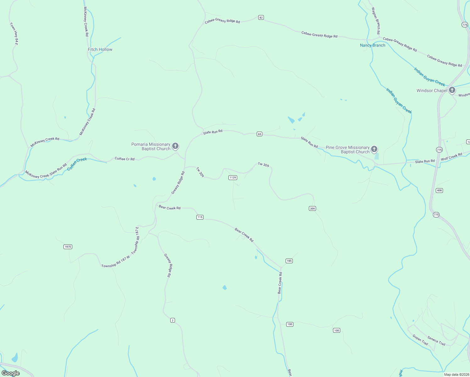 map of restaurants, bars, coffee shops, grocery stores, and more near 125 Township Road 1129 in Chesapeake