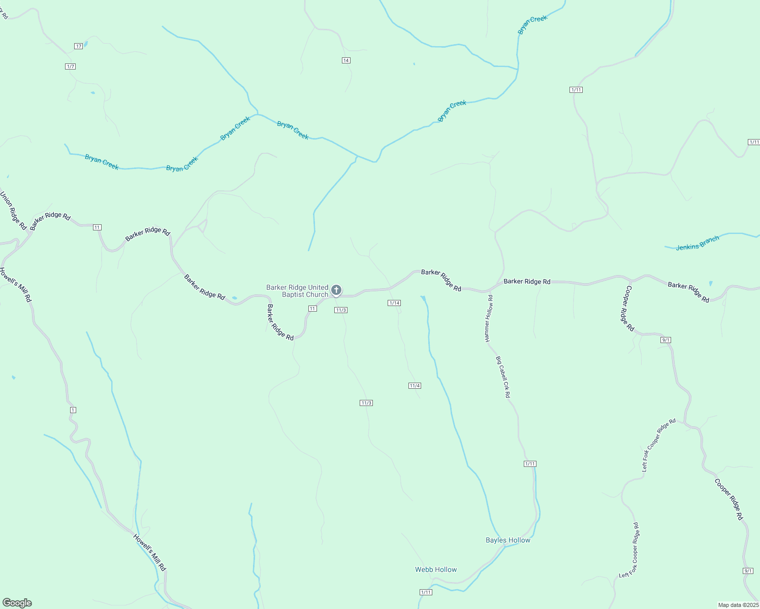 map of restaurants, bars, coffee shops, grocery stores, and more near 9243 Barkers Ridge Road in Ona