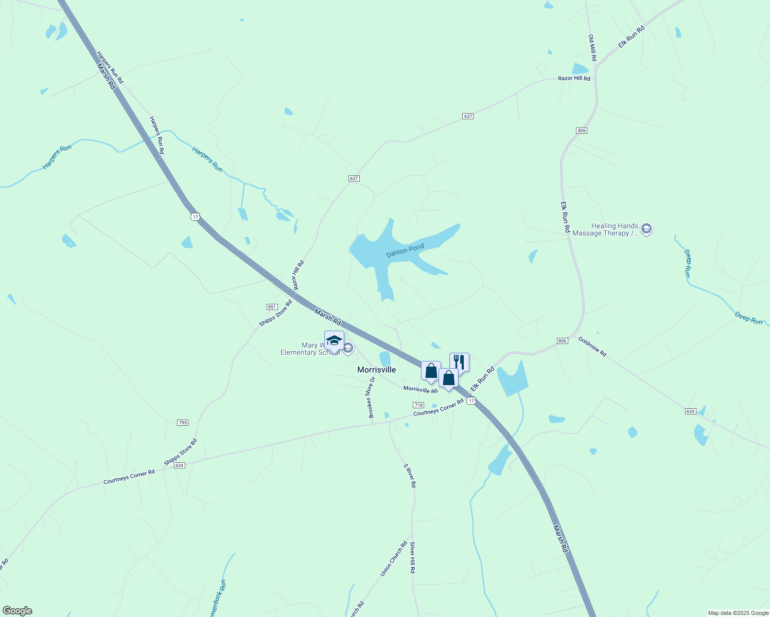 map of restaurants, bars, coffee shops, grocery stores, and more near 12745 Lake Coventry Dr in Bealeton