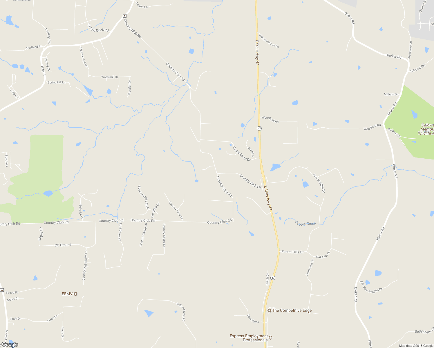 map of restaurants, bars, coffee shops, grocery stores, and more near 5716 Country Club Road in Washington