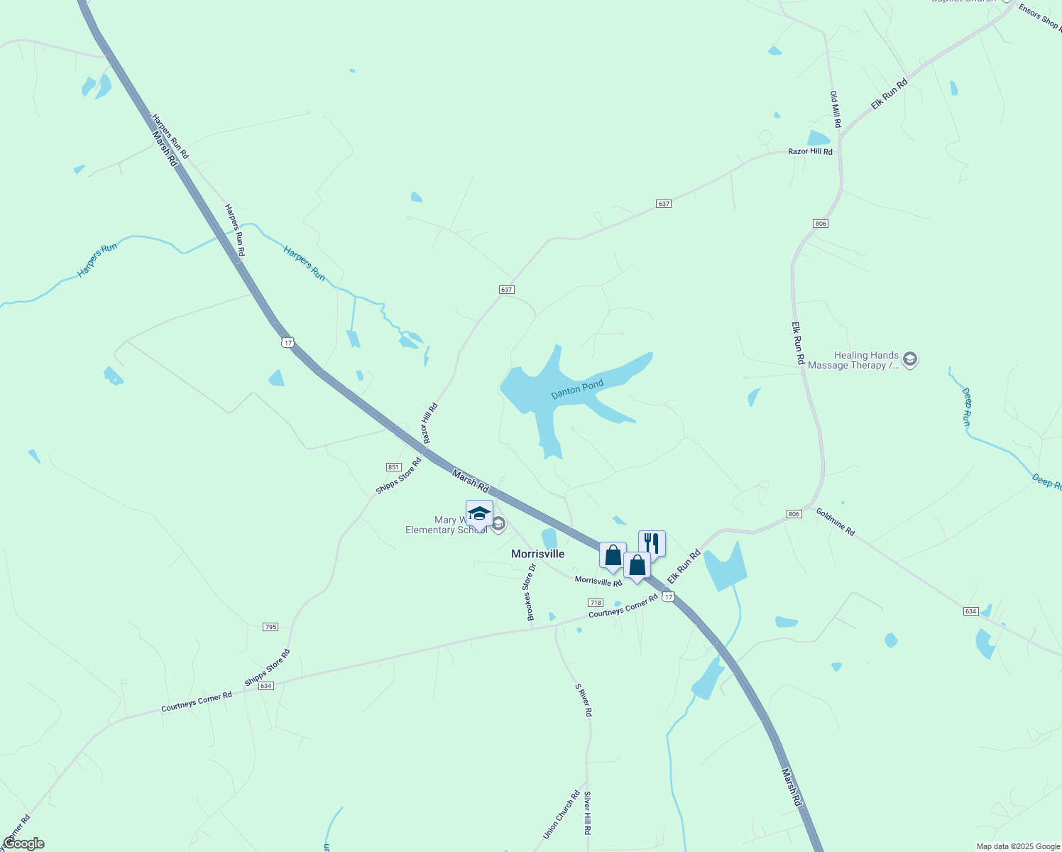 map of restaurants, bars, coffee shops, grocery stores, and more near 12733 Lake Coventry Dr in Bealeton