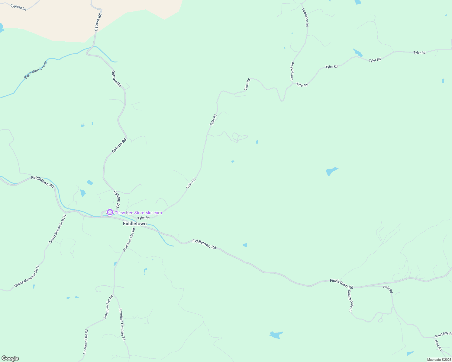 map of restaurants, bars, coffee shops, grocery stores, and more near 14880 Tyler Road in Fiddletown