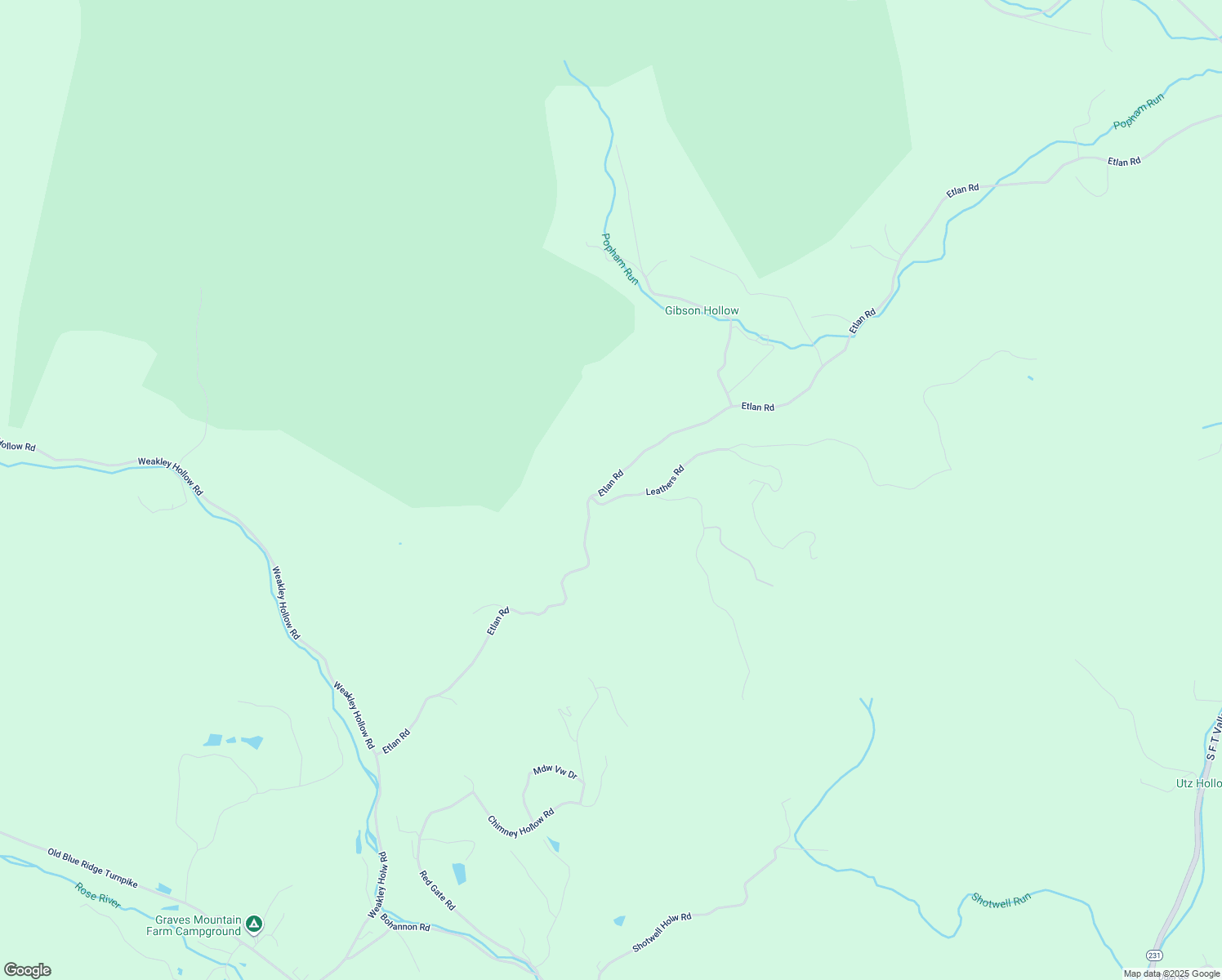 map of restaurants, bars, coffee shops, grocery stores, and more near Etlan Road in Etlan