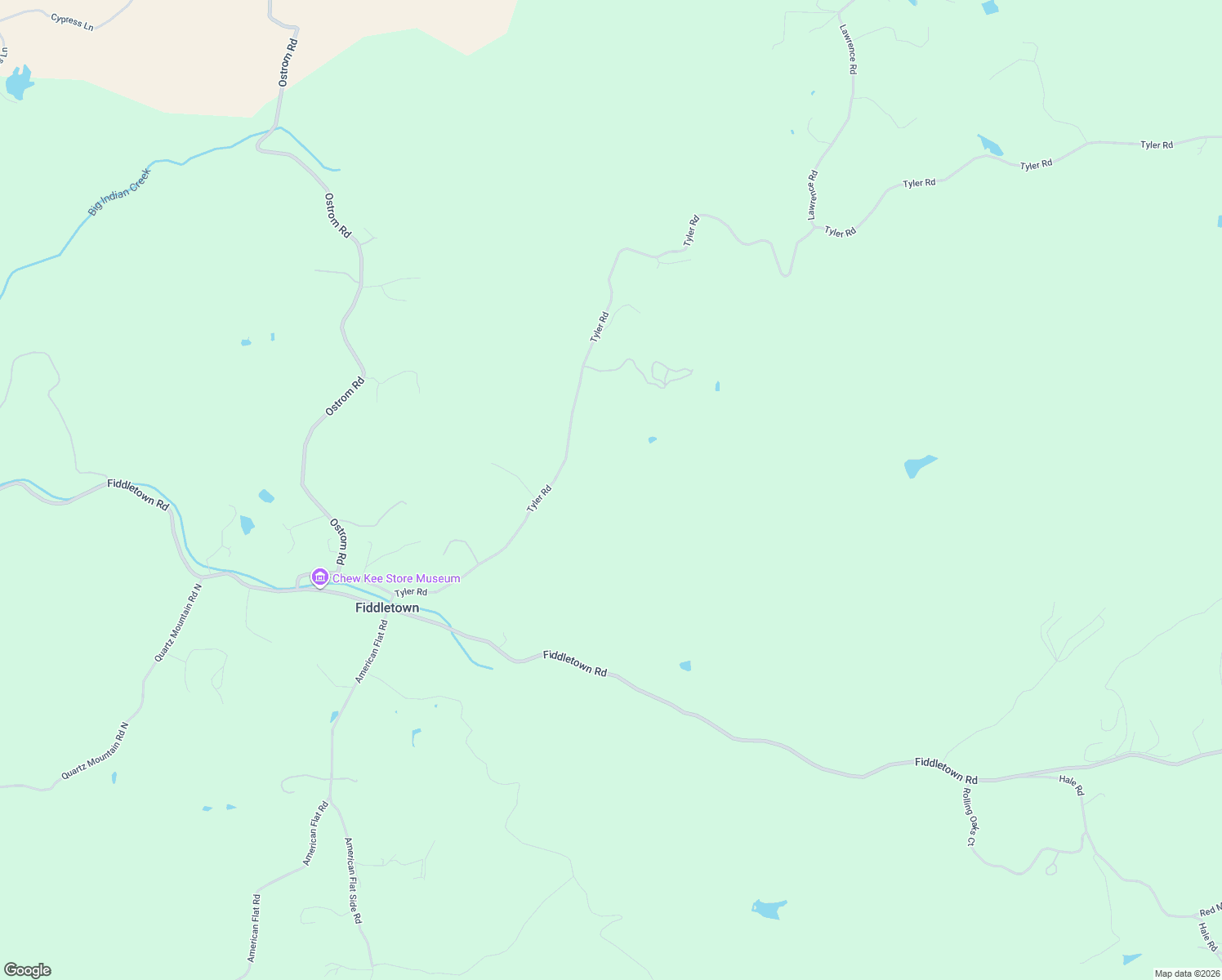 map of restaurants, bars, coffee shops, grocery stores, and more near 14880 Tyler Road in Fiddletown