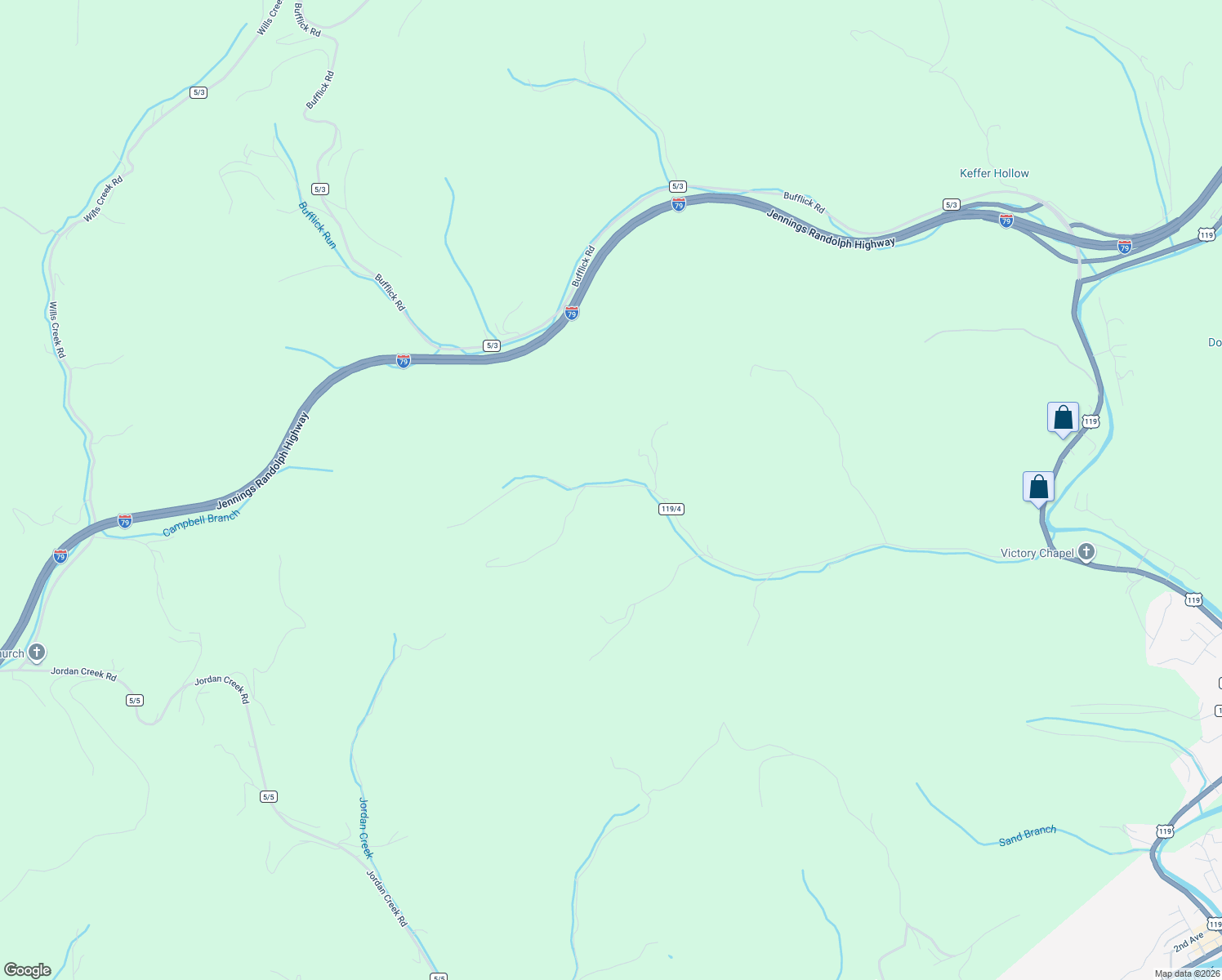 map of restaurants, bars, coffee shops, grocery stores, and more near 100-138 Doctors Creek Road in Clendenin