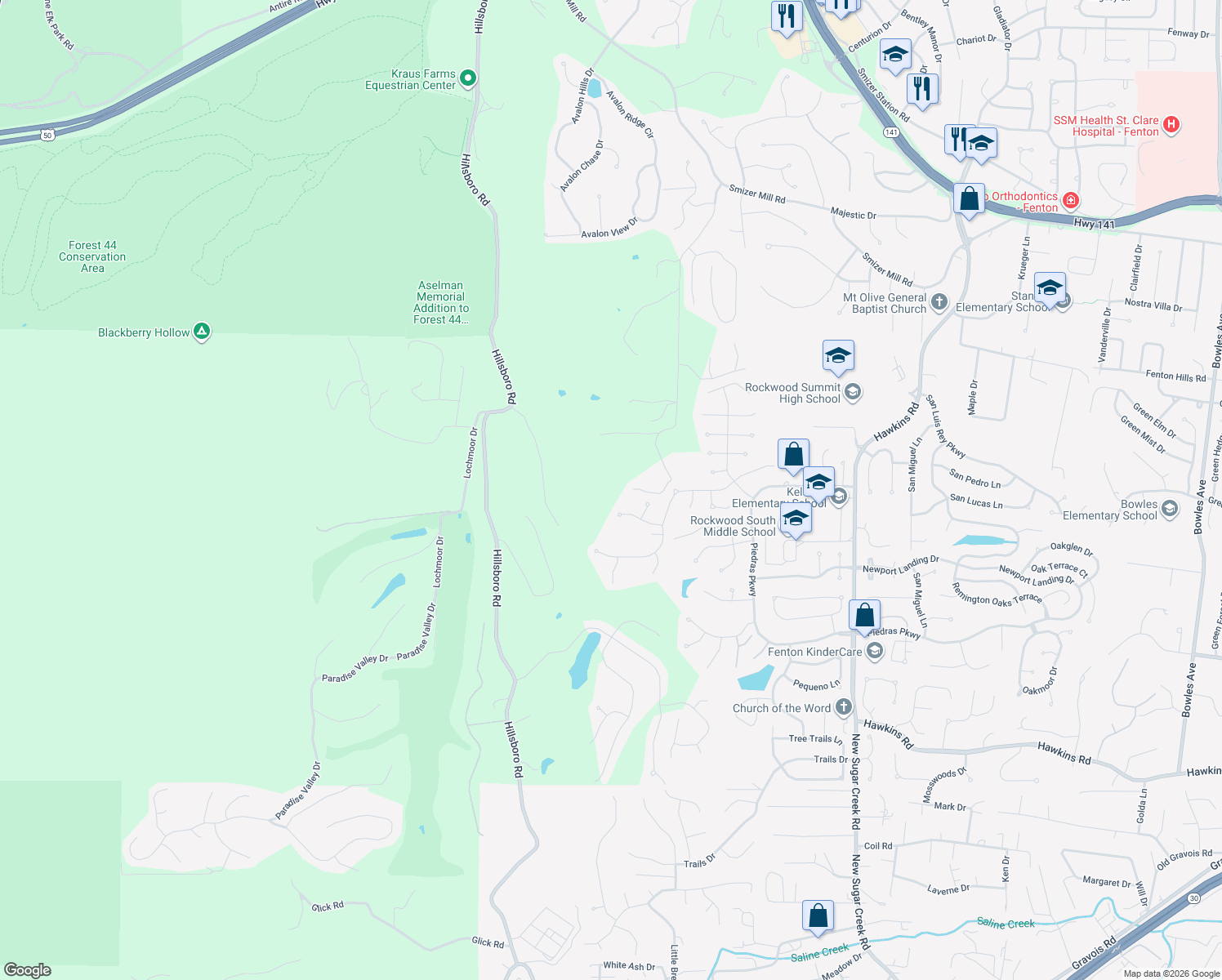 map of restaurants, bars, coffee shops, grocery stores, and more near 2319 Branch Road in Fenton