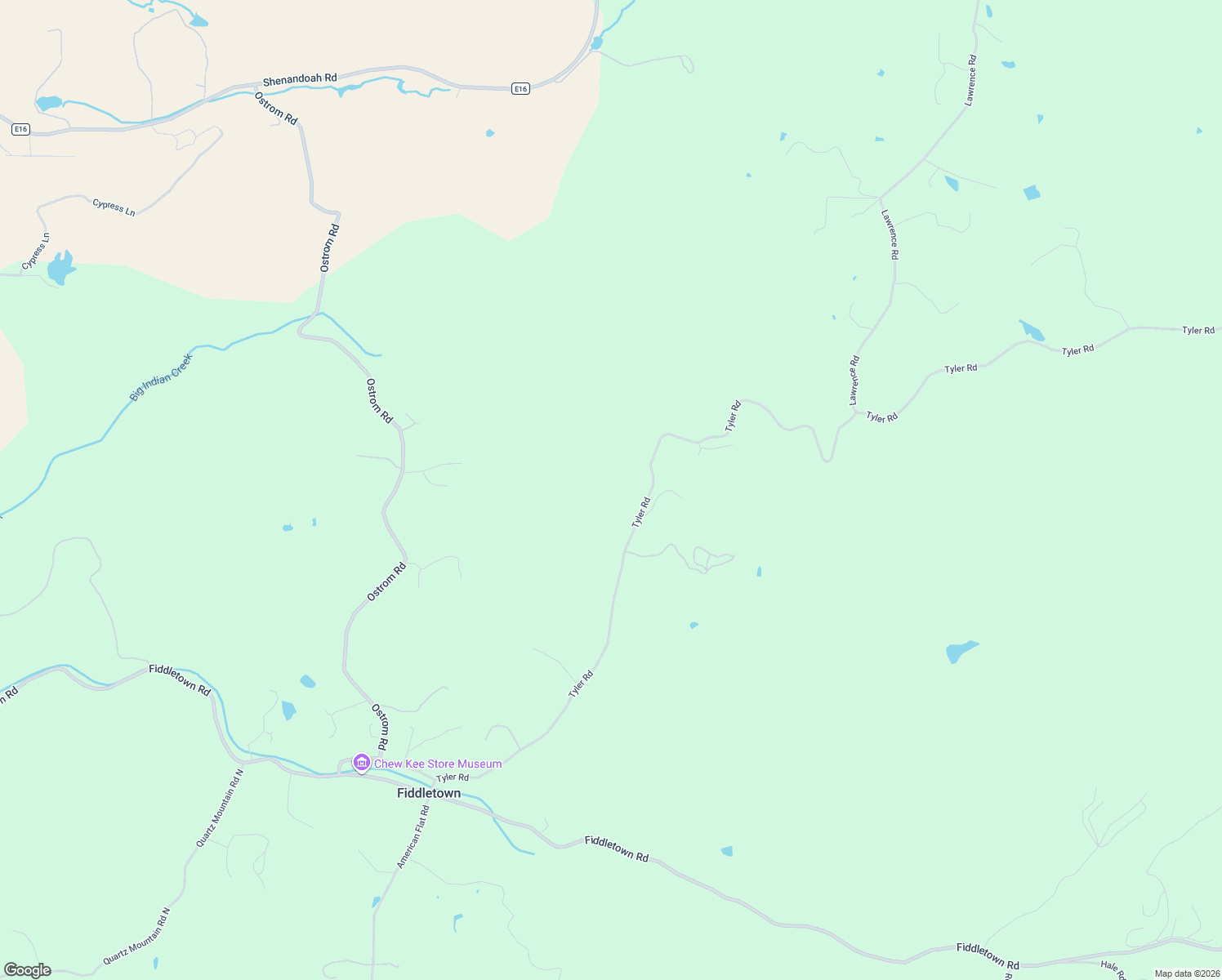 map of restaurants, bars, coffee shops, grocery stores, and more near 15045 Tyler Road in Fiddletown