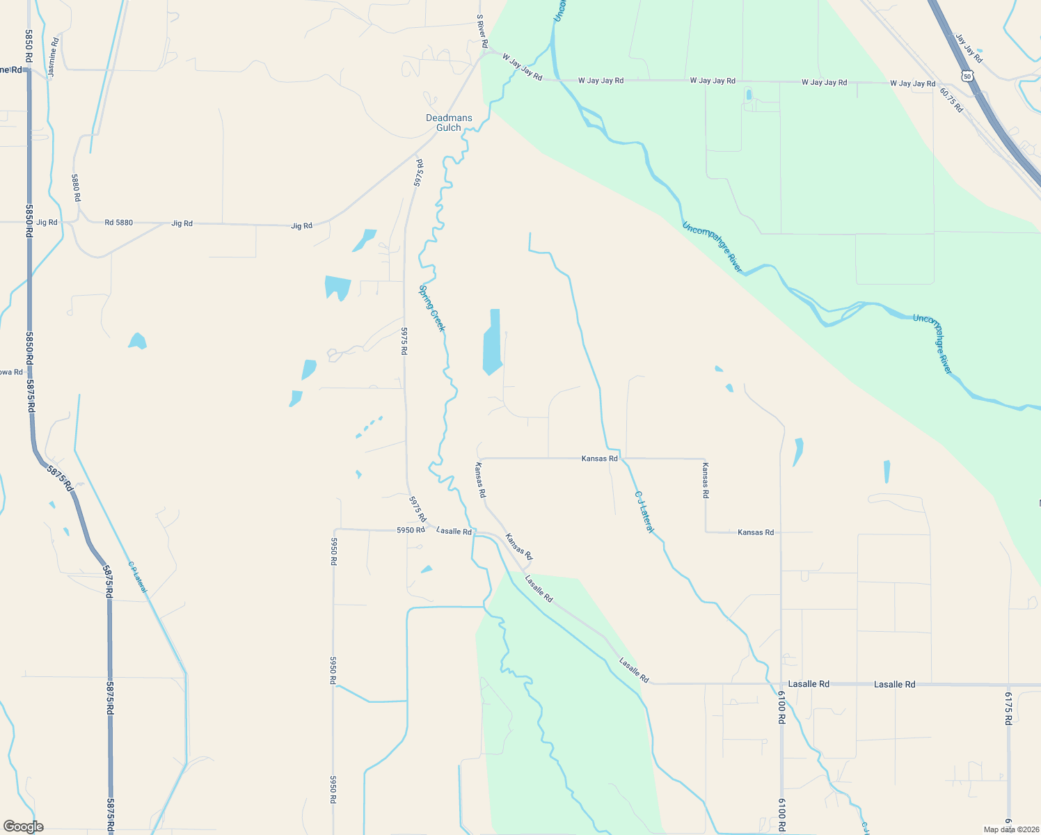 map of restaurants, bars, coffee shops, grocery stores, and more near 60148 Kiowa Lane in Montrose