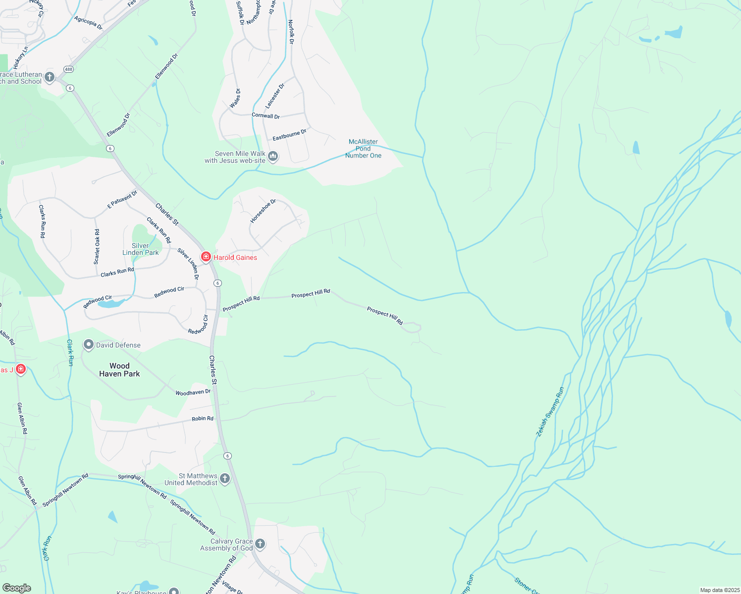 map of restaurants, bars, coffee shops, grocery stores, and more near 7415 Prospect Hill Road in La Plata