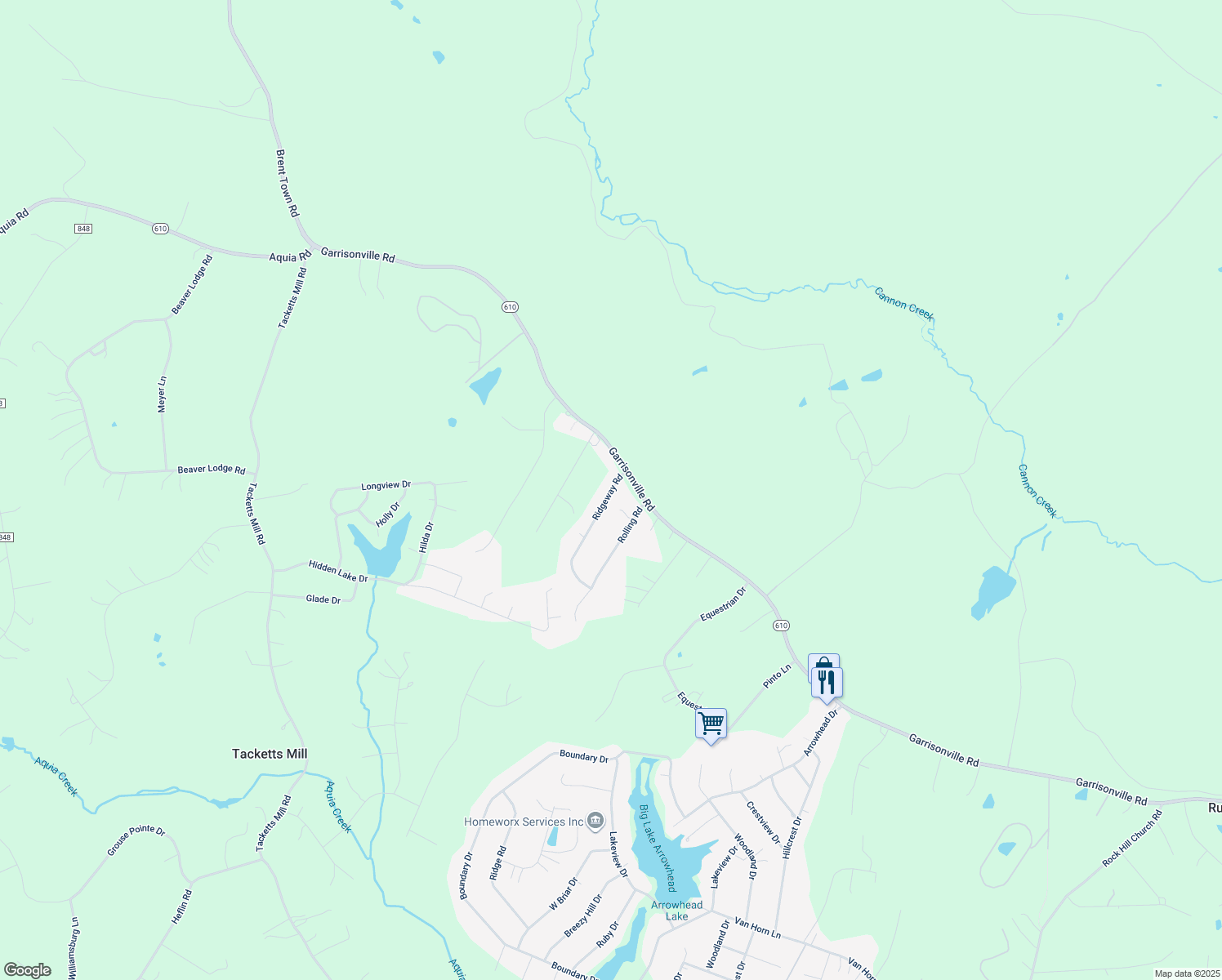 map of restaurants, bars, coffee shops, grocery stores, and more near 18 Ridgeway Road in Stafford