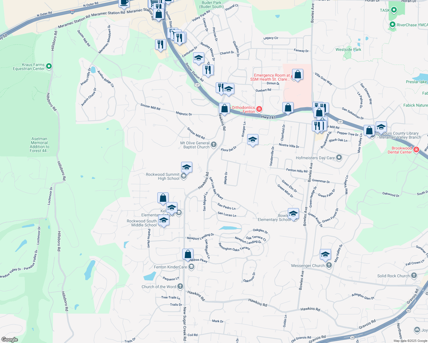1801 Hawkins Road, Fenton MO Walk Score