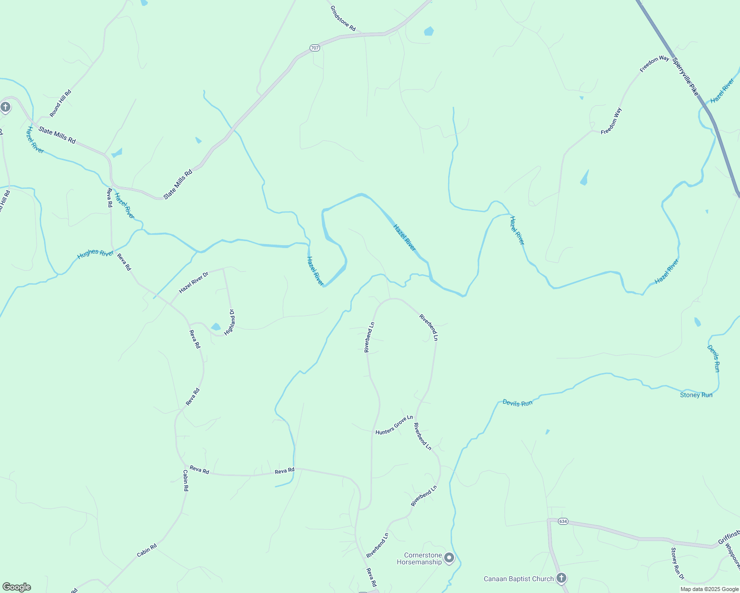 map of restaurants, bars, coffee shops, grocery stores, and more near 13123 Mill Creek Ct in Reva