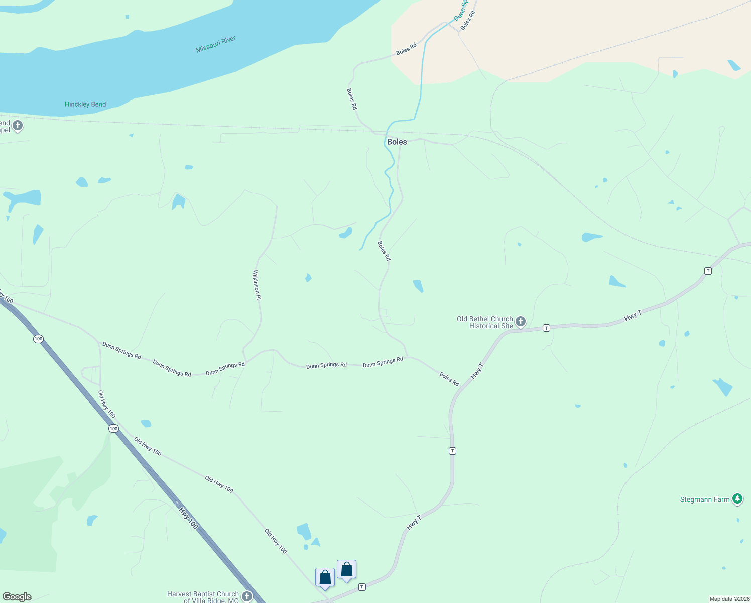 map of restaurants, bars, coffee shops, grocery stores, and more near 4525 Boles Road in Labadie