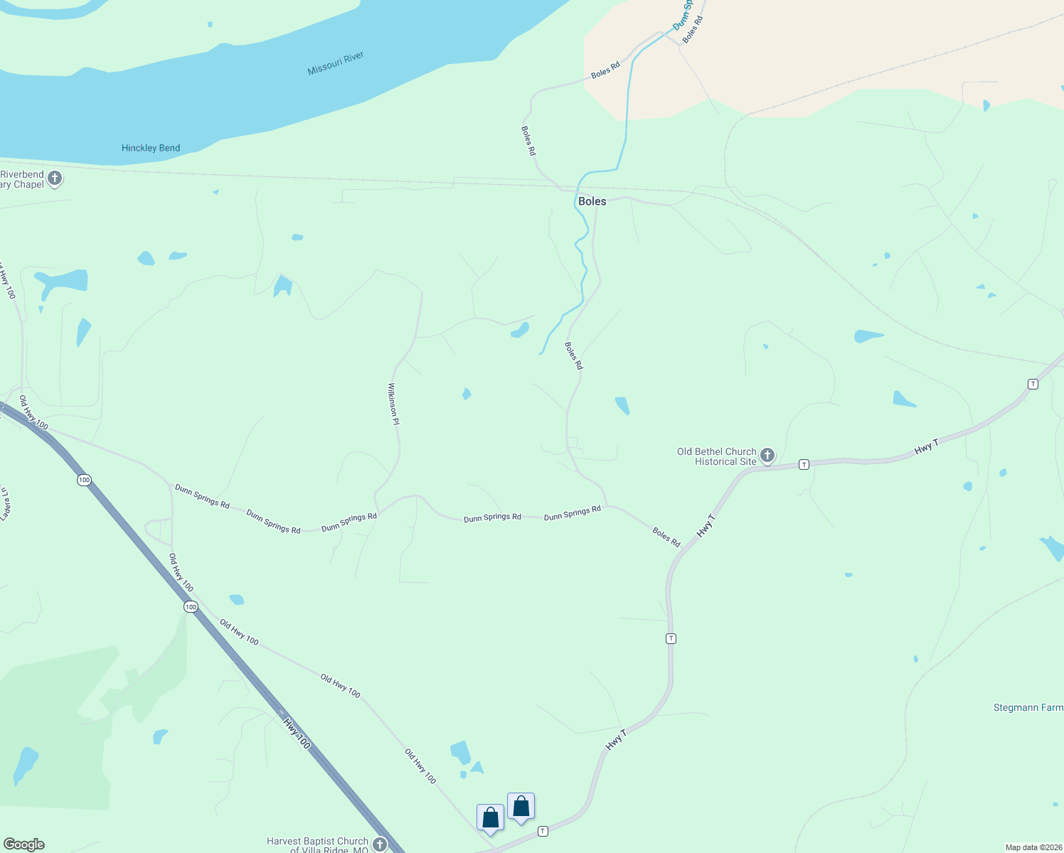 map of restaurants, bars, coffee shops, grocery stores, and more near 4525 Boles Road in Labadie