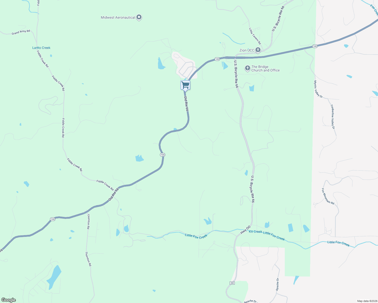map of restaurants, bars, coffee shops, grocery stores, and more near 1528 Missouri 100 in Pacific
