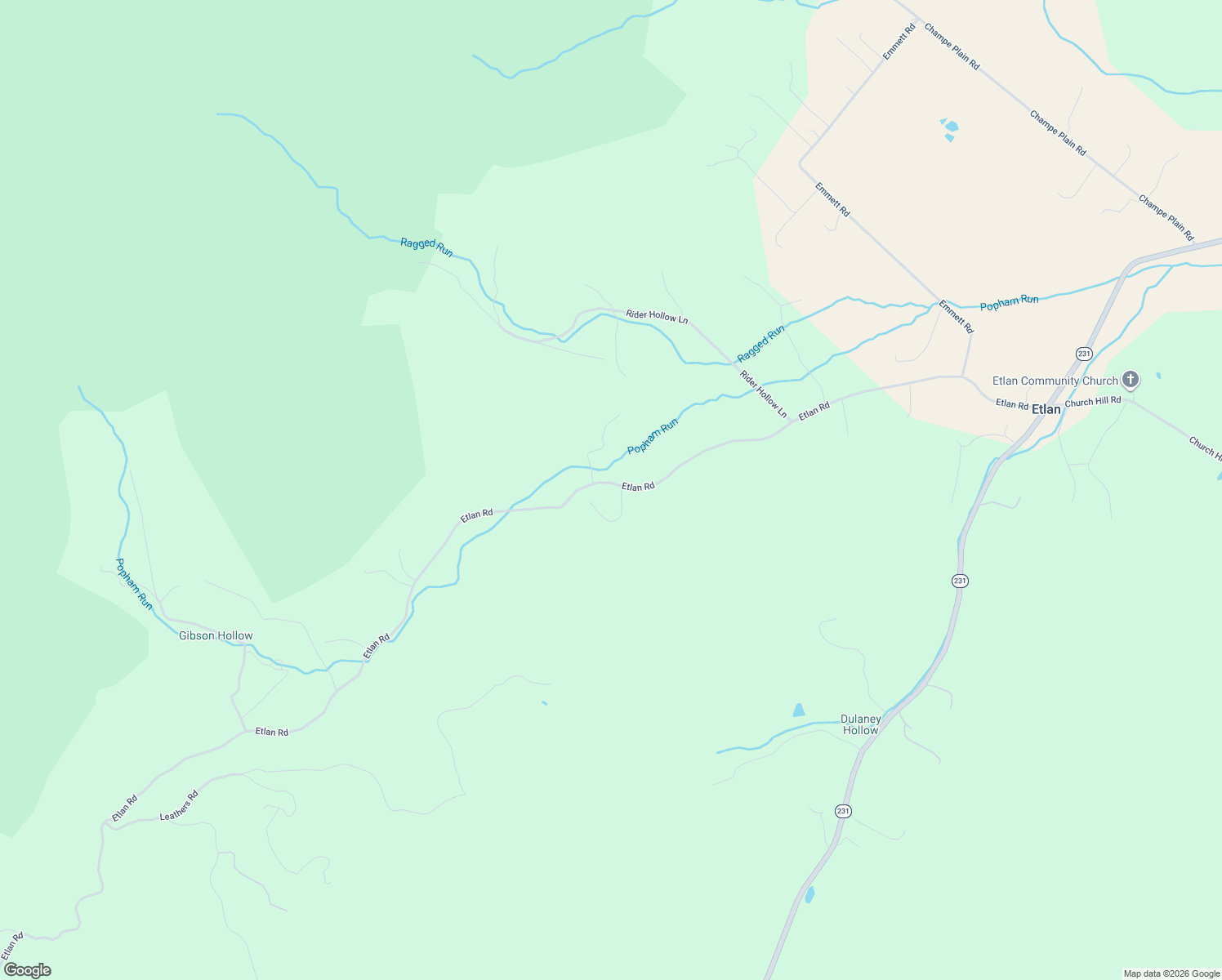 map of restaurants, bars, coffee shops, grocery stores, and more near 3048 Etlan Road in Etlan