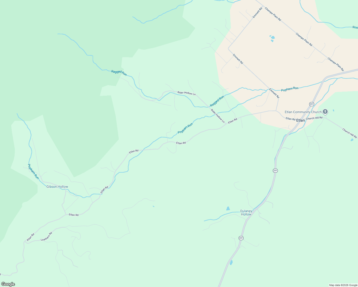 map of restaurants, bars, coffee shops, grocery stores, and more near 3048 Etlan Road in Etlan