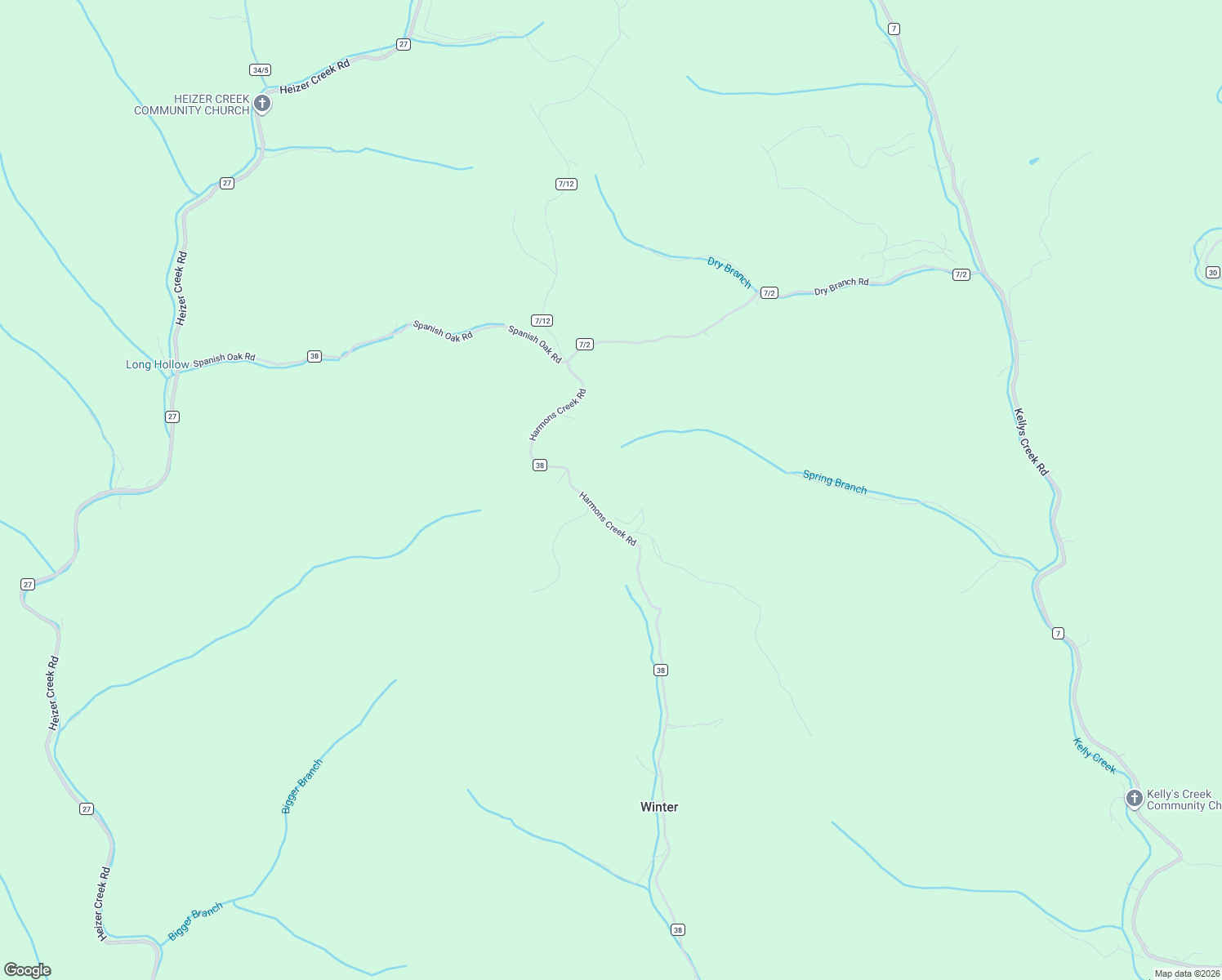 map of restaurants, bars, coffee shops, grocery stores, and more near 2967 Harmons Creek Road in Poca