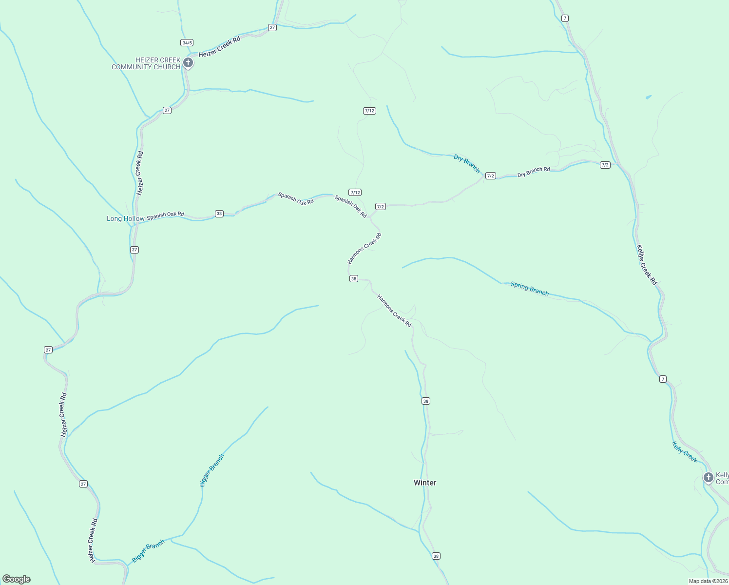 map of restaurants, bars, coffee shops, grocery stores, and more near 2967 Harmons Creek Rd in Poca