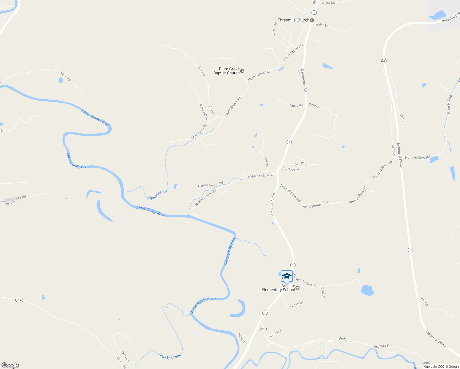 map of restaurants, bars, coffee shops, grocery stores, and more near Hidden Hollow Road in Greenup