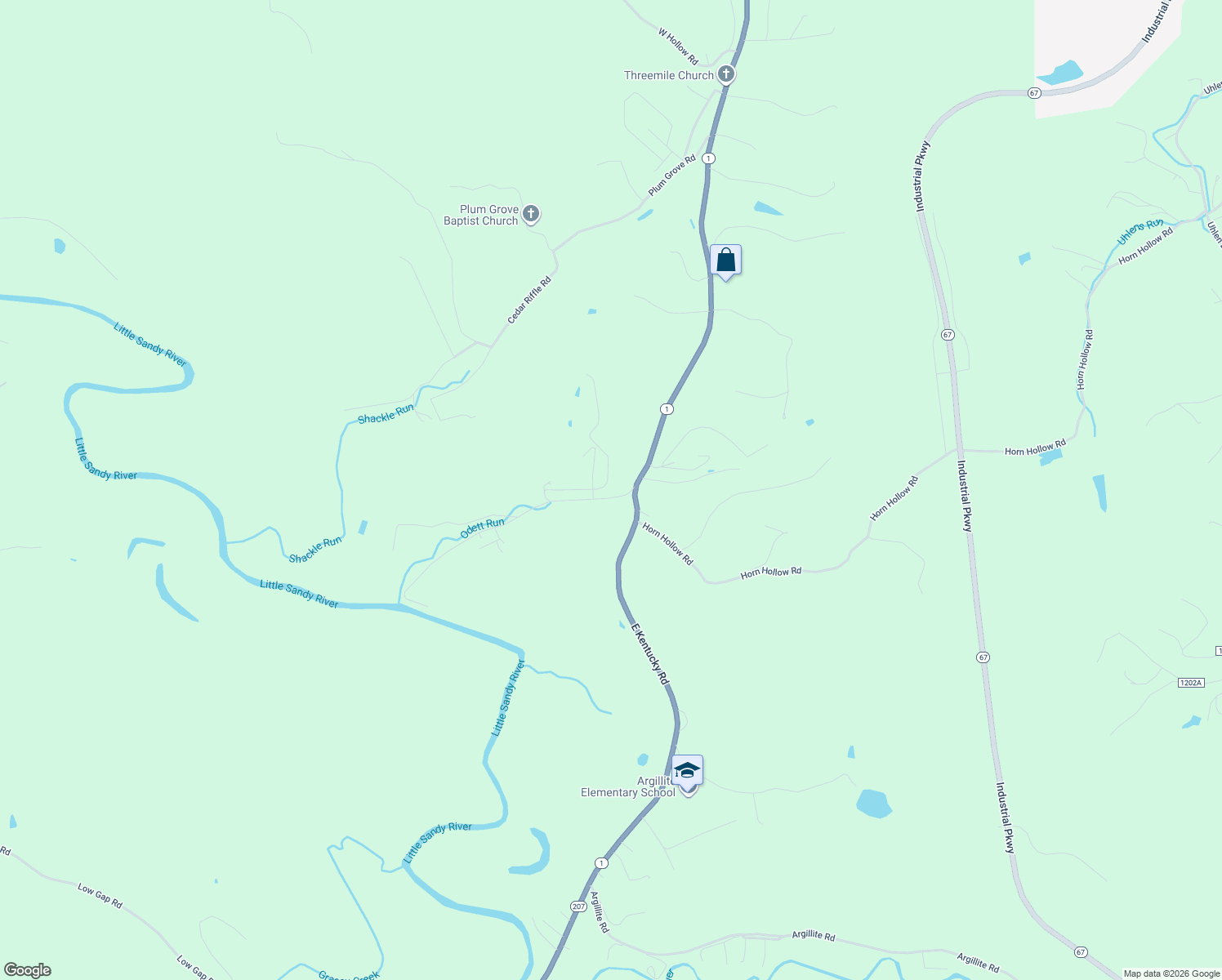 map of restaurants, bars, coffee shops, grocery stores, and more near Hidden Hollow Rd in Greenup