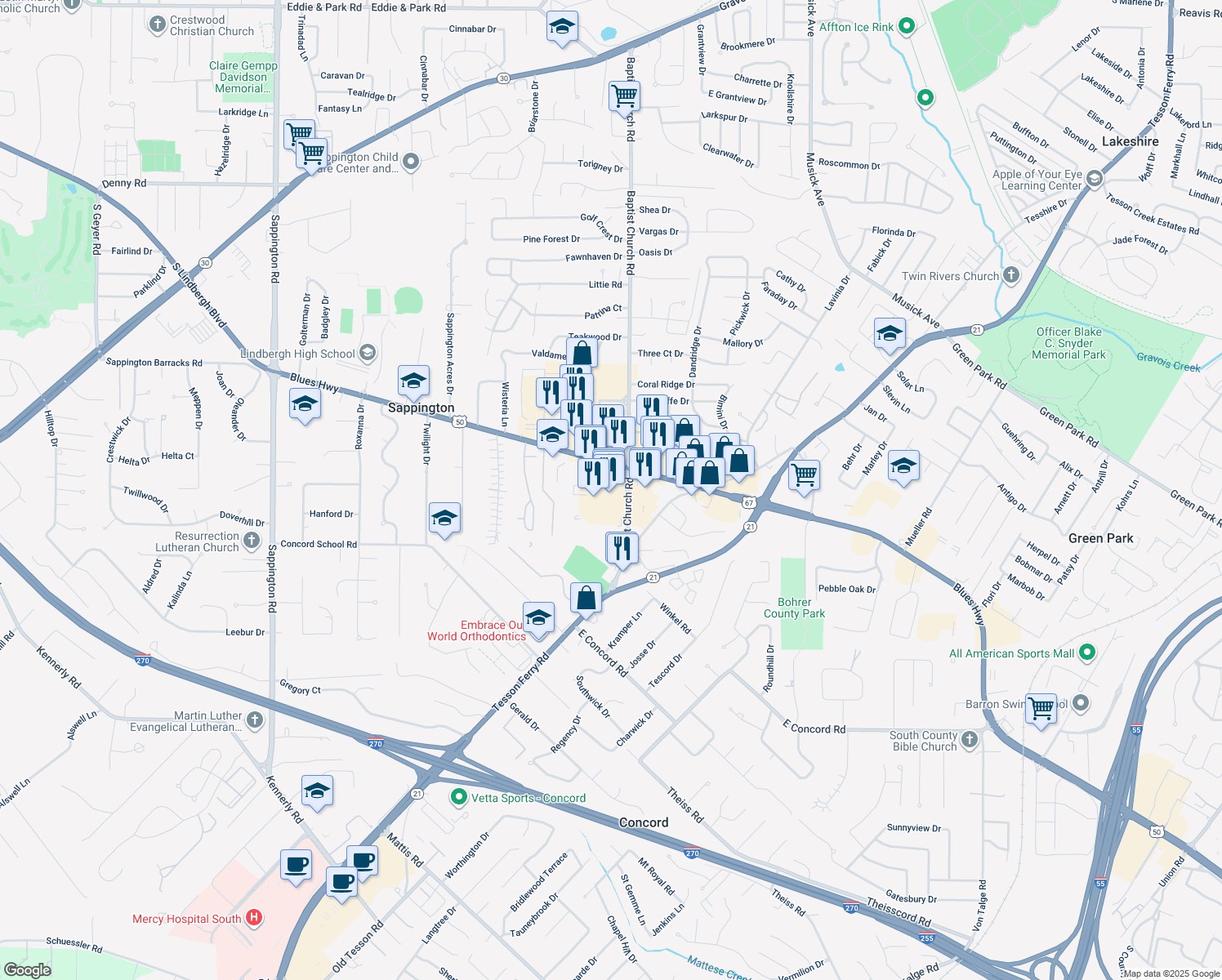 135 Concord Plaza Shopping Center, Sappington MO Walk Score