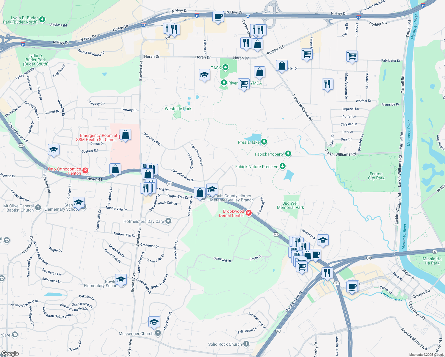 map of restaurants, bars, coffee shops, grocery stores, and more near 1662 Somerset Ridge Dr in Fenton