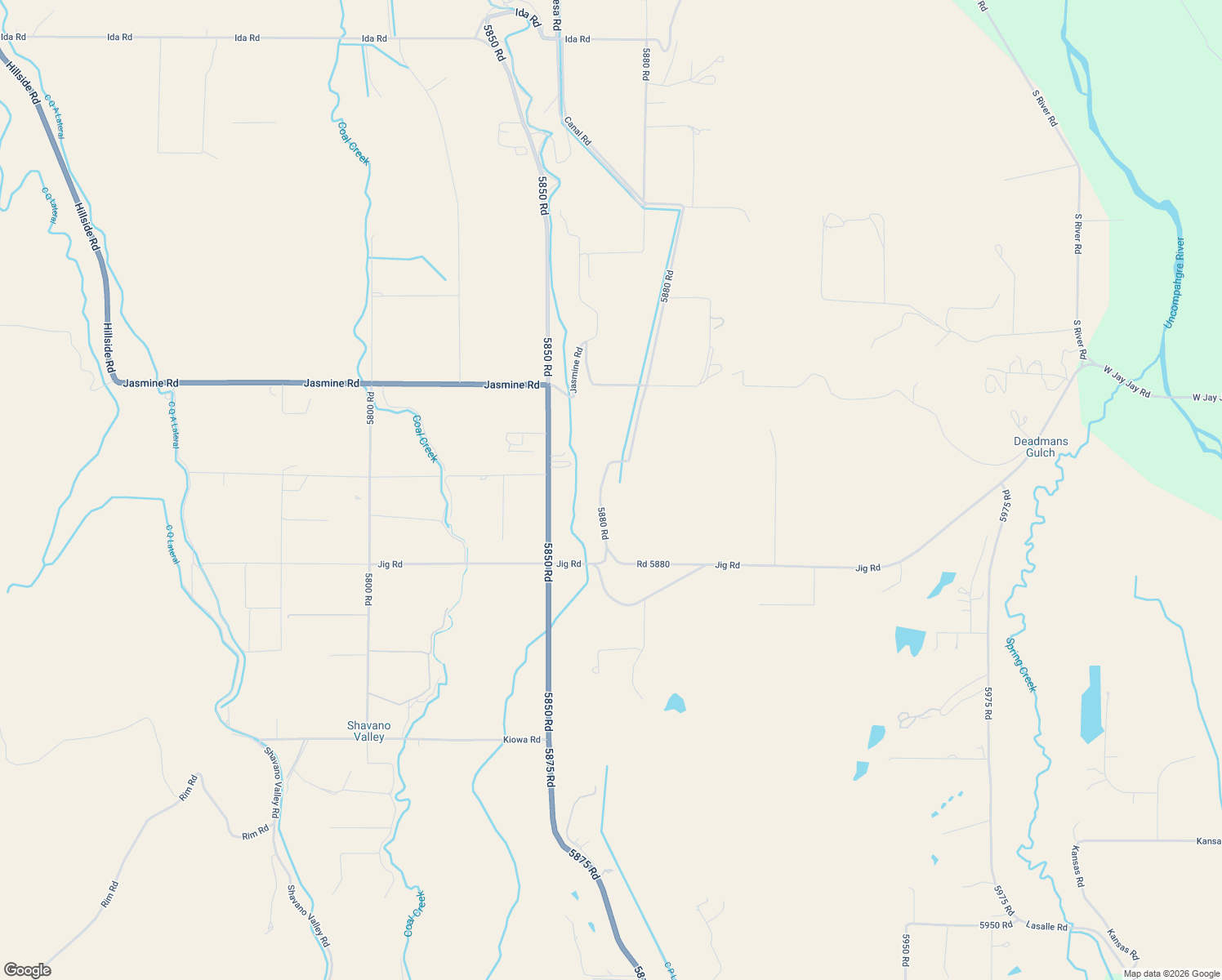 map of restaurants, bars, coffee shops, grocery stores, and more near 58591 Jig Road in Montrose