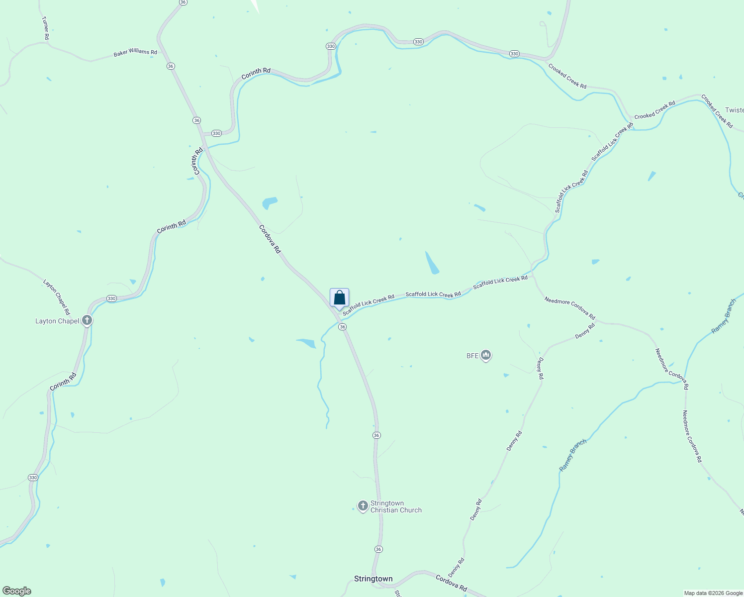 map of restaurants, bars, coffee shops, grocery stores, and more near 250 Scaffold Lick Creek Road in Berry