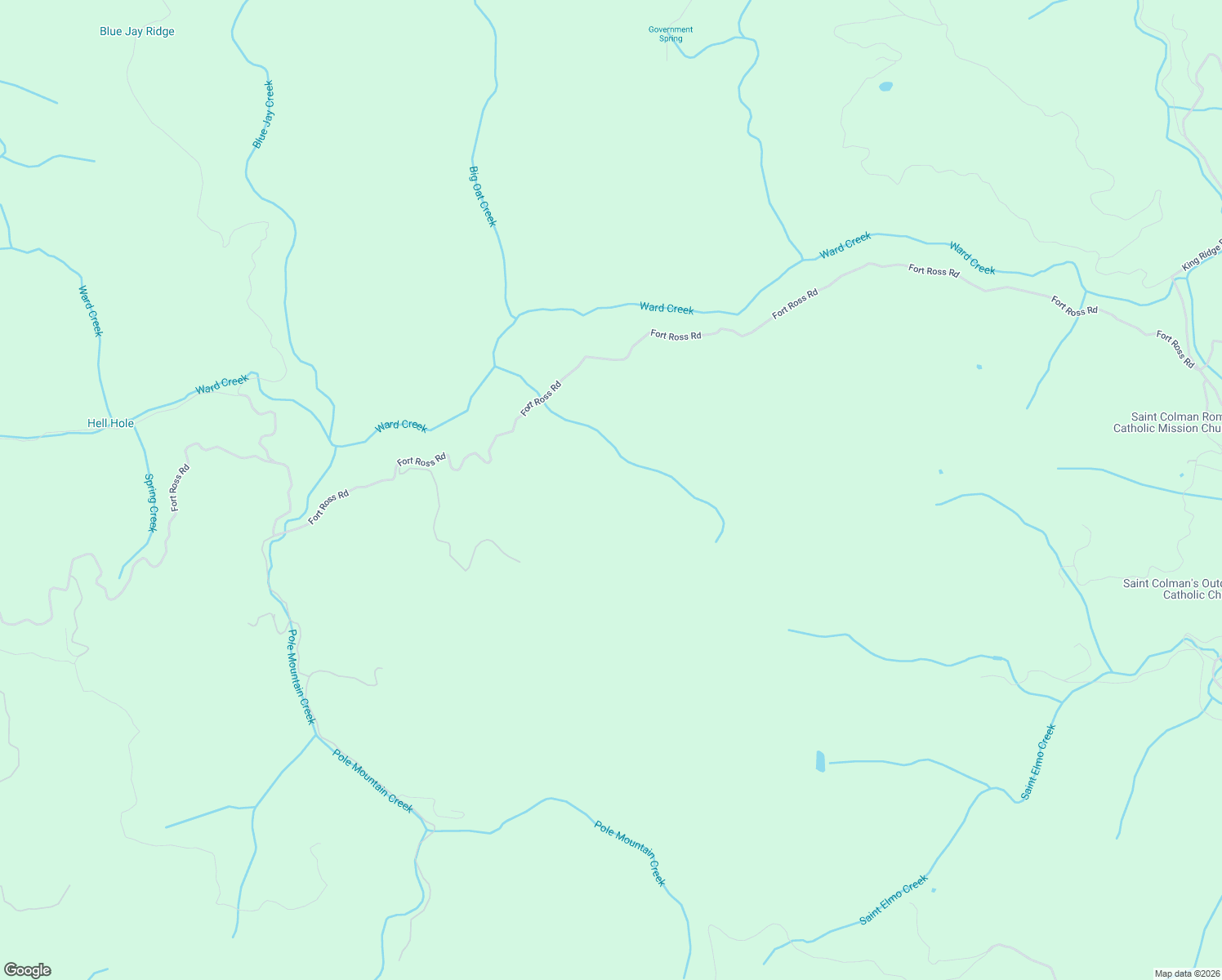 map of restaurants, bars, coffee shops, grocery stores, and more near 20515 Fort Ross Road in Cazadero
