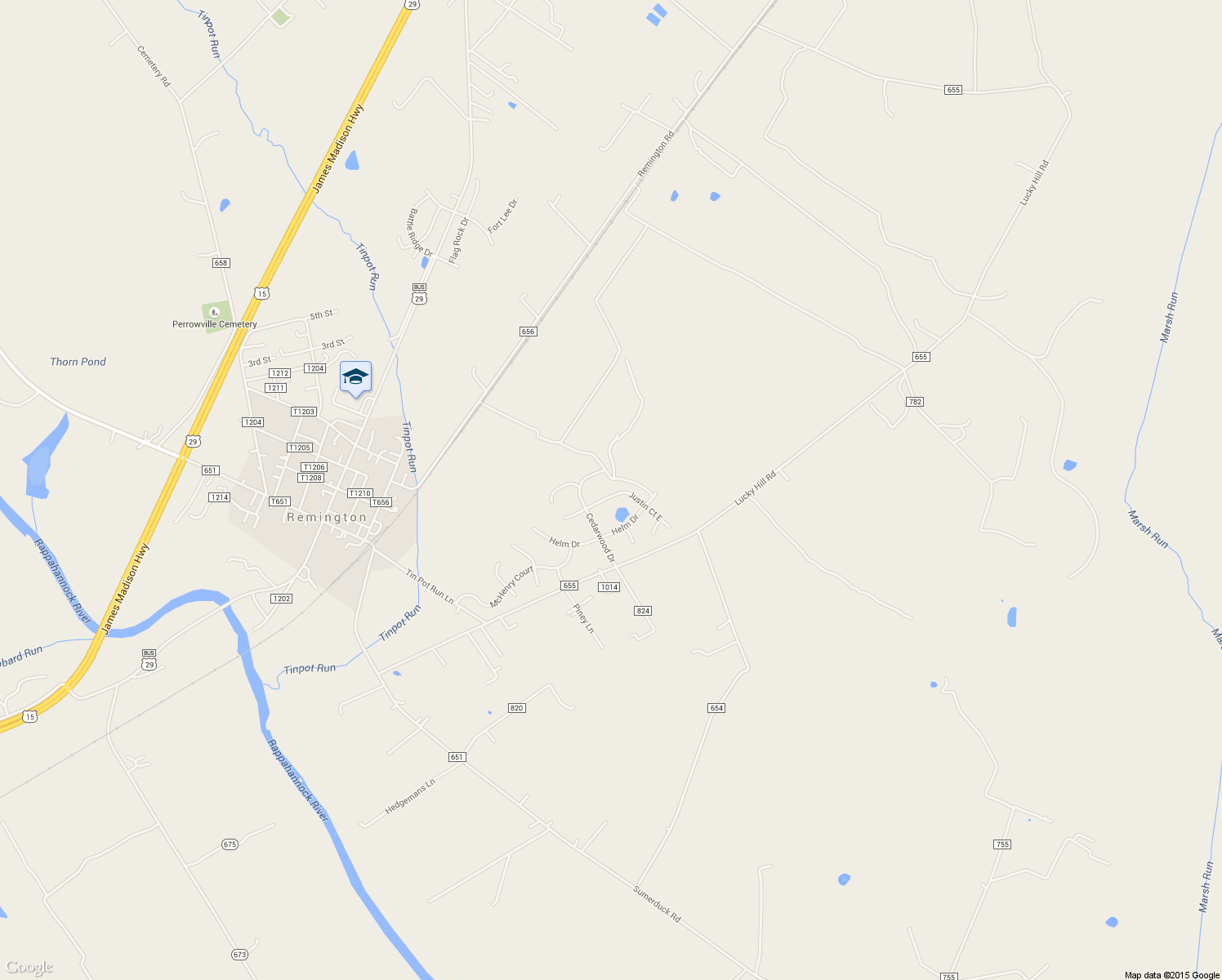 map of restaurants, bars, coffee shops, grocery stores, and more near 7015 Justin Court East in Remington