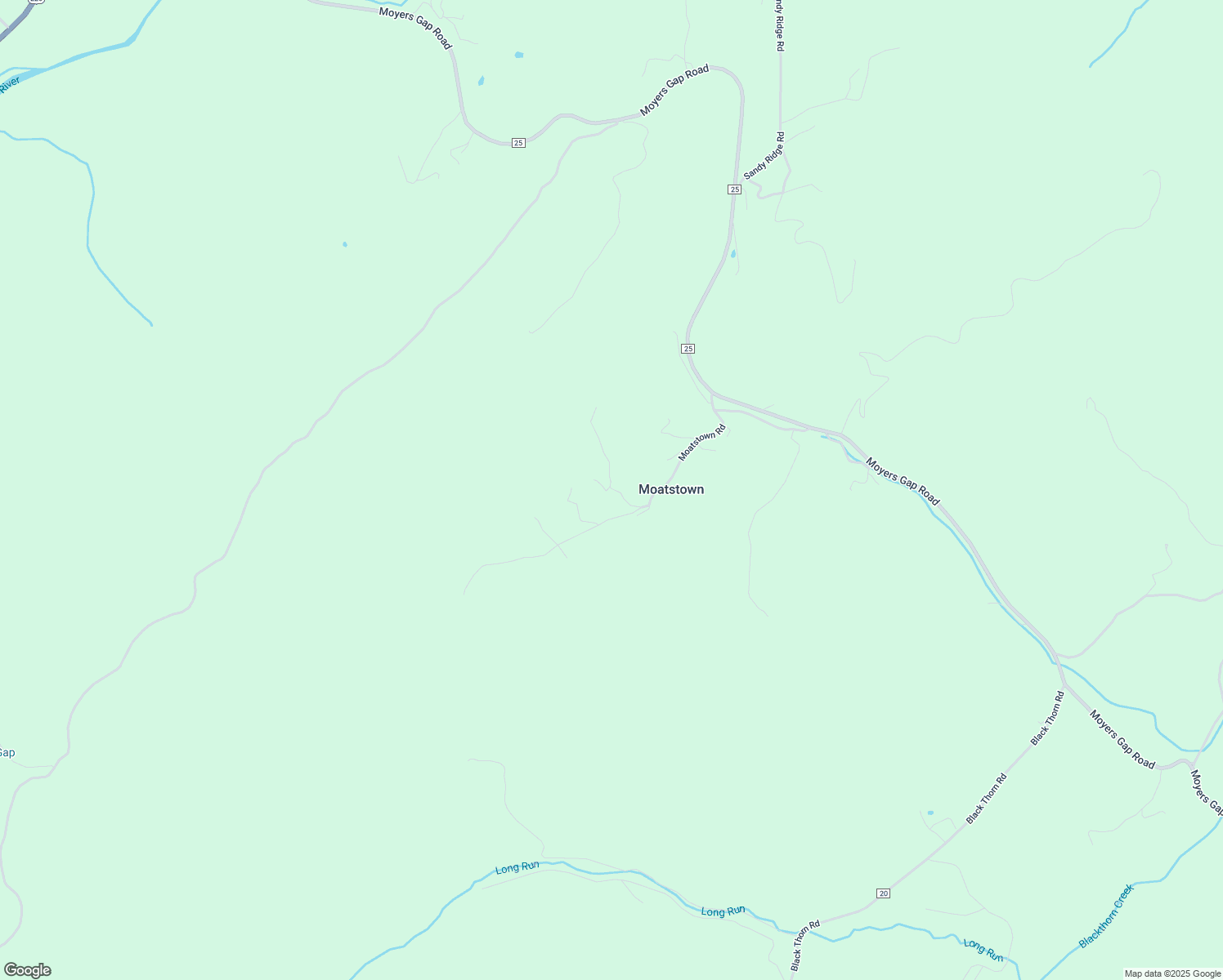 map of restaurants, bars, coffee shops, grocery stores, and more near Moatstown Road in Sugar Grove