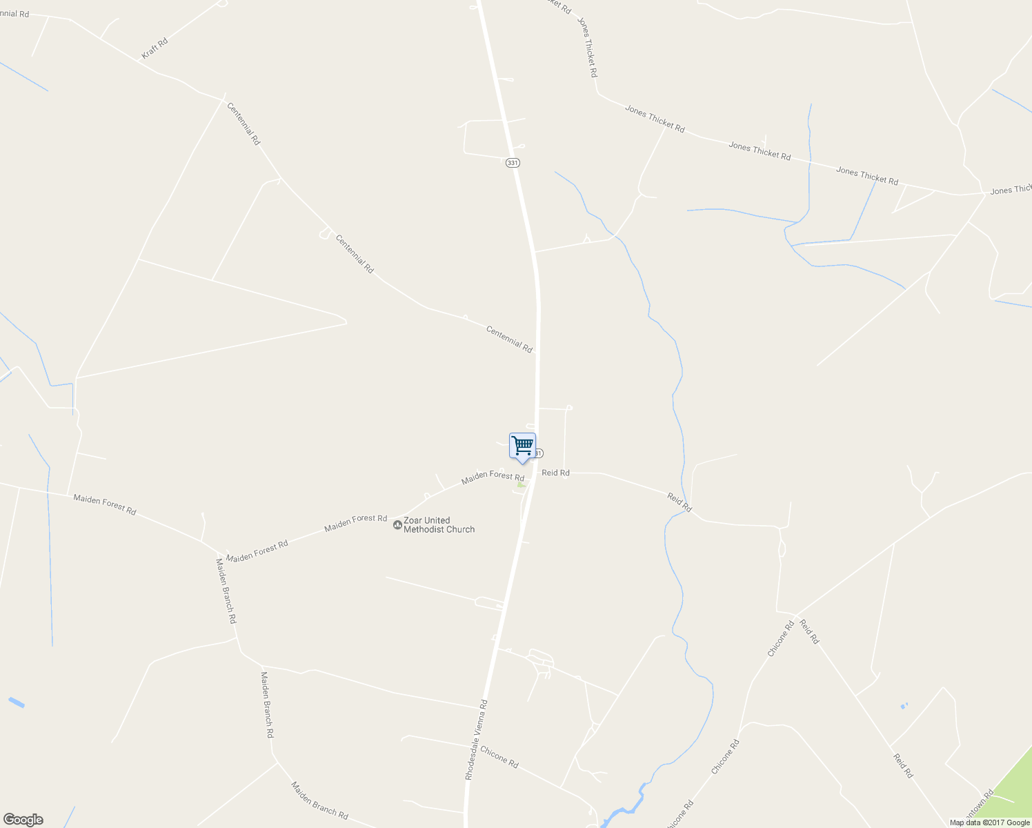 map of restaurants, bars, coffee shops, grocery stores, and more near 5132 Rhodesdale Vienna Road in Rhodesdale