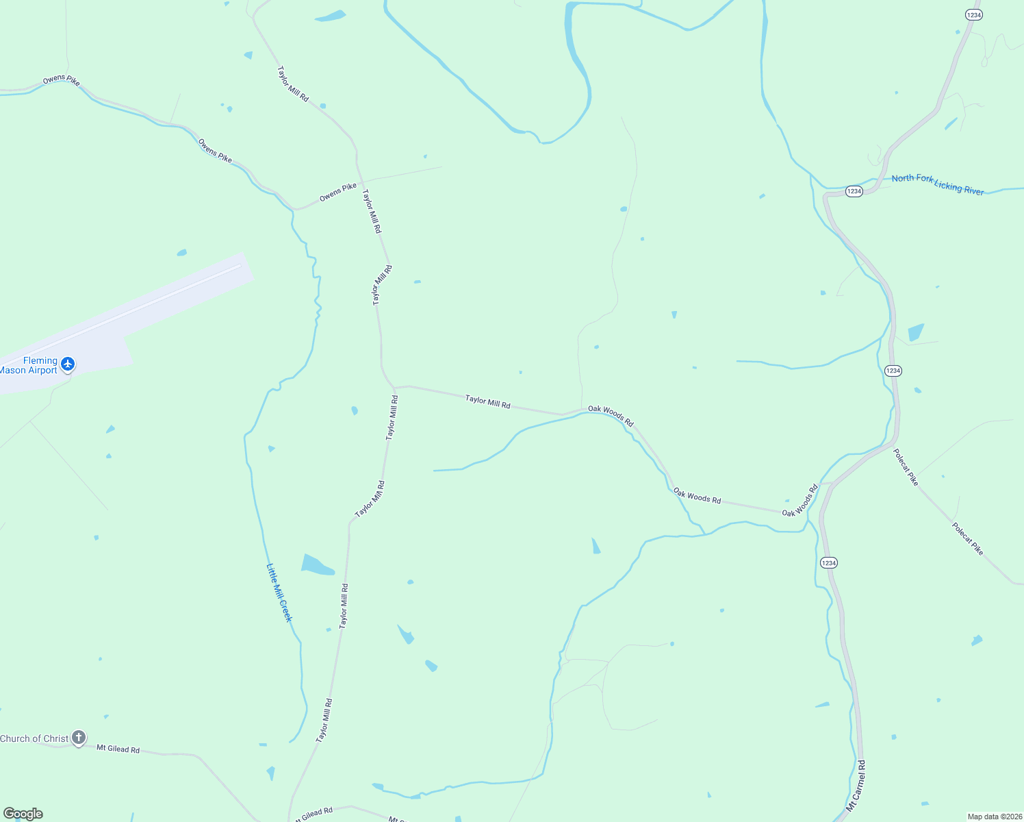 map of restaurants, bars, coffee shops, grocery stores, and more near 7039 Oak Woods Road in Maysville