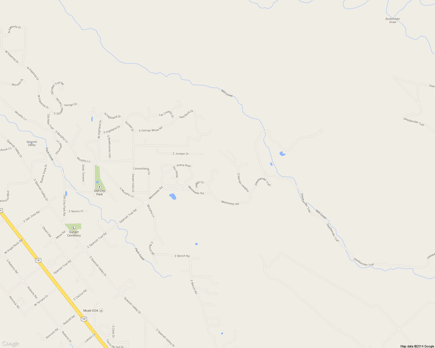 map of restaurants, bars, coffee shops, grocery stores, and more near 3605 E Matterhorn Heights in Moab