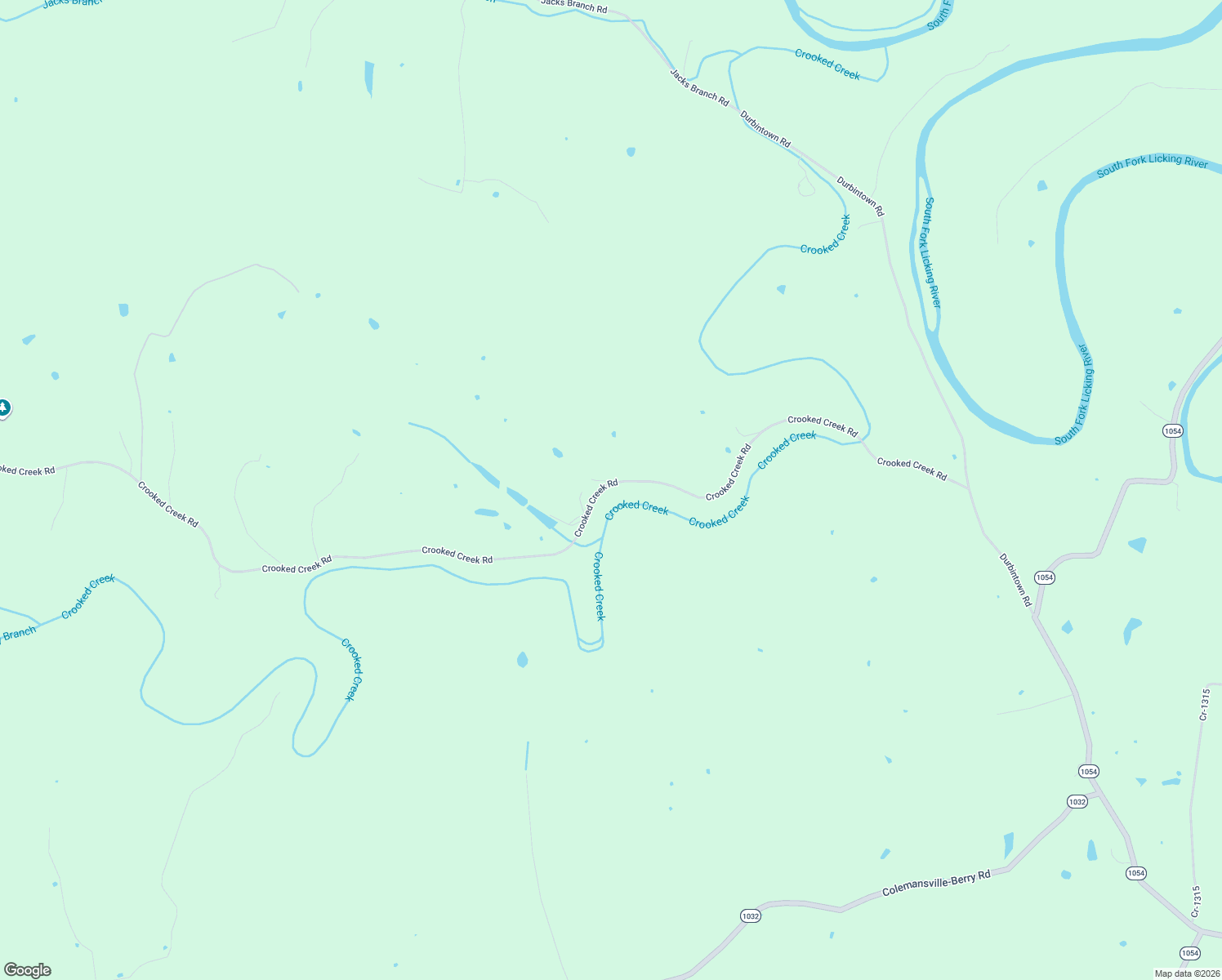 map of restaurants, bars, coffee shops, grocery stores, and more near 3386 Crooked Creek Road in Berry