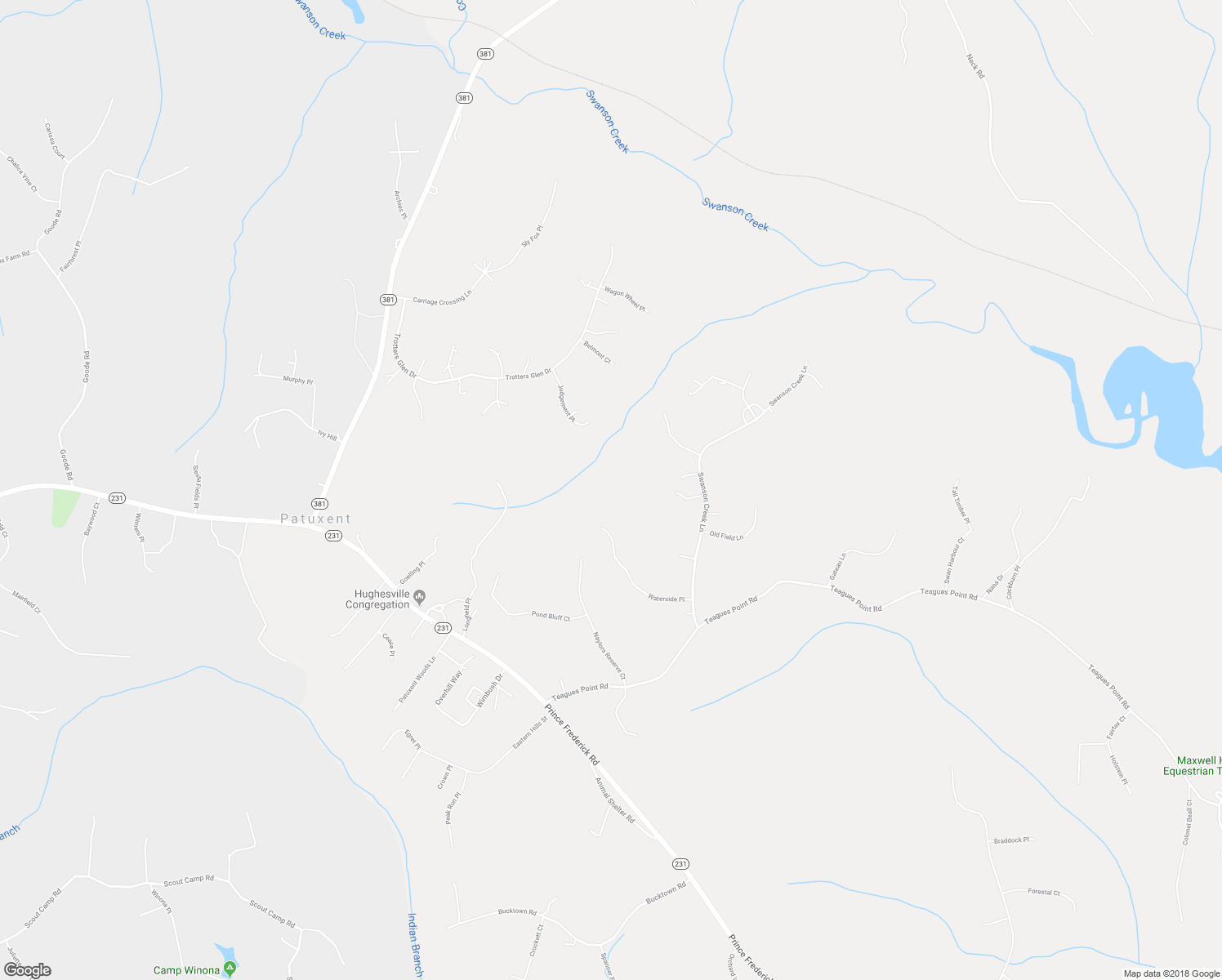 map of restaurants, bars, coffee shops, grocery stores, and more near 16542 Waterside Place in Hughesville