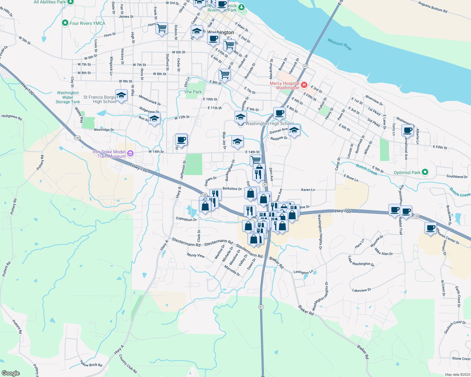 map of restaurants, bars, coffee shops, grocery stores, and more near 6 Lancaster Court in Washington
