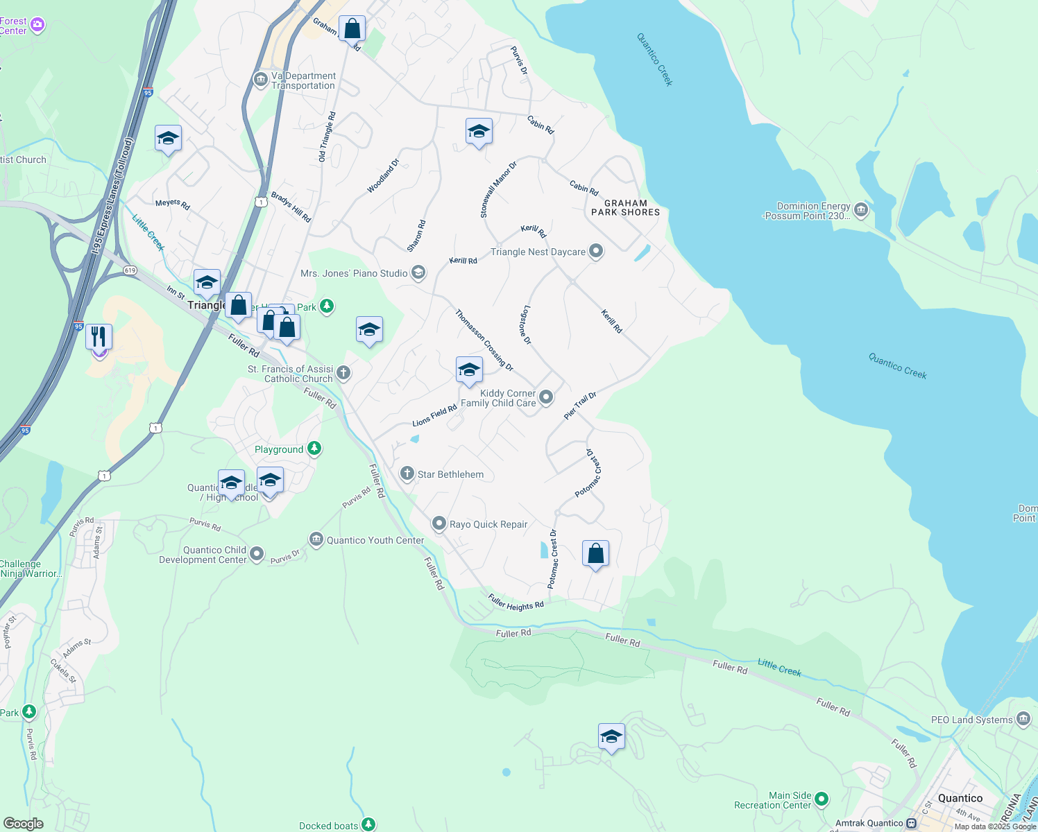 map of restaurants, bars, coffee shops, grocery stores, and more near 4051 Sapling Way in Triangle